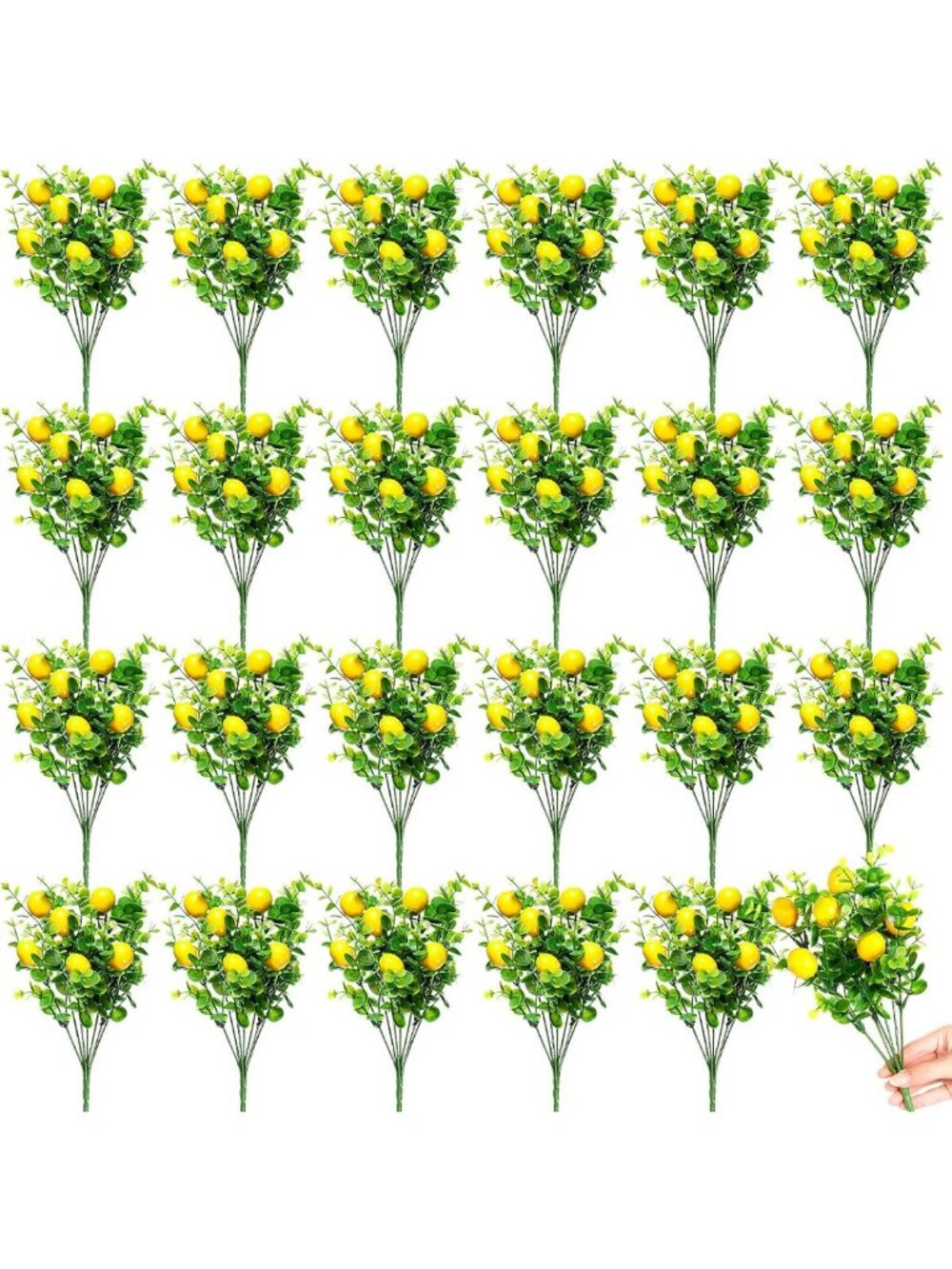 Vivid Yellow Faux Lemon Branches - 24 Pack Artificial Lemons for Home Decor